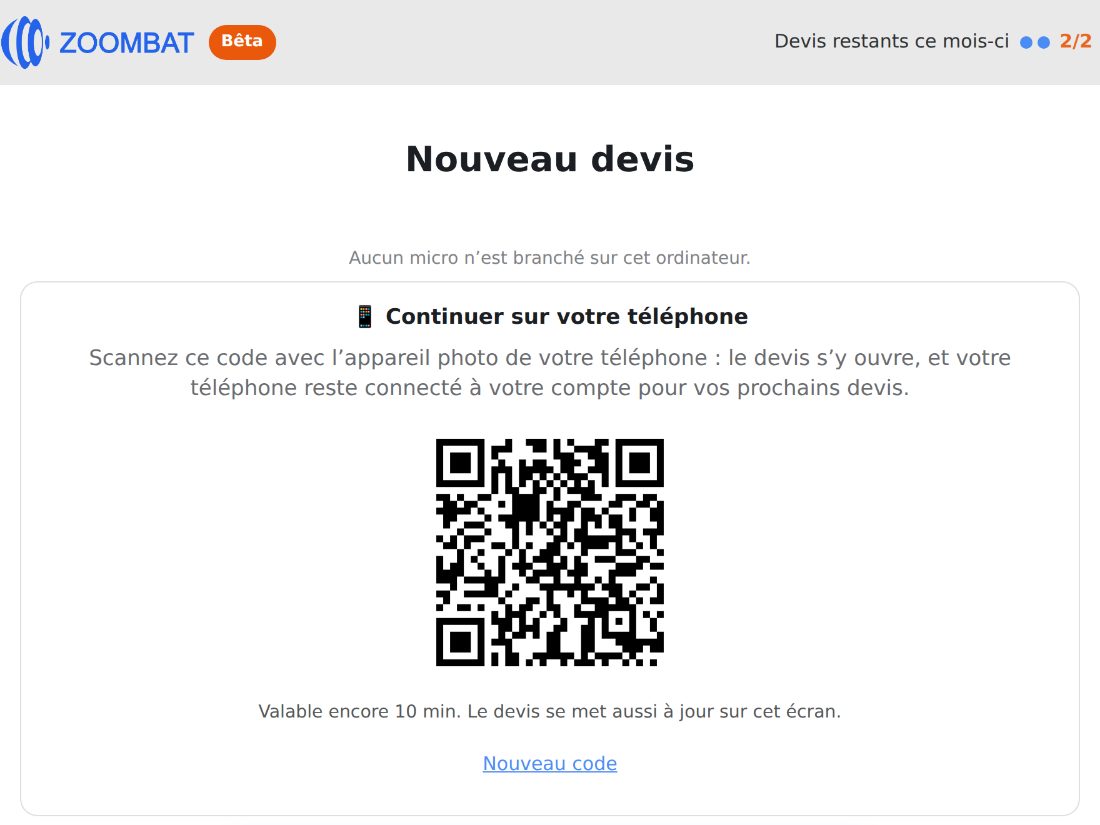 L'écran « Continuer sur votre téléphone » avec le QR code à scanner