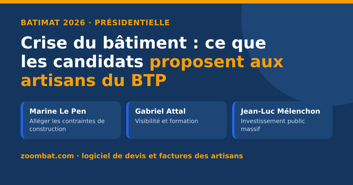 Crise du bâtiment : ce que les candidats à la présidentielle proposent aux artisans et aux entreprises du BTP