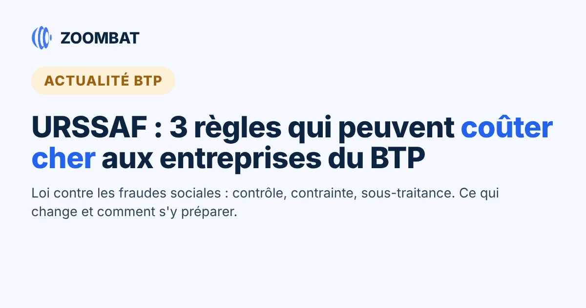URSSAF : 3 nouvelles règles qui peuvent coûter cher aux entreprises du BTP