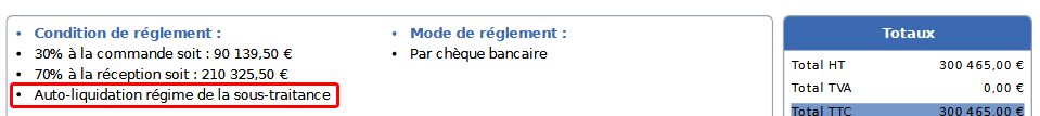 Mention auto-liquidation régime de la sous-traitance dans ZOOMBAT
