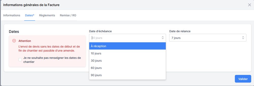 Option d'échéance À réception dans ZOOMBAT